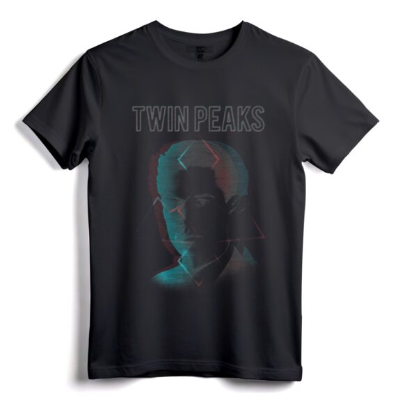 Agent Cooper Headshot 3 Triangles Graphic T-Shirt  Offiziell lizenzierte Twin Peaks-Bekleidung für Fans von David Lynch  Leichtes T-Shirt mit klassischer Passform
