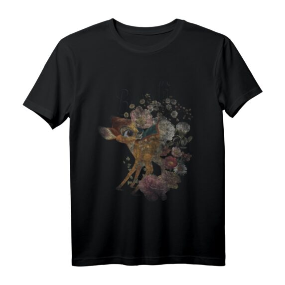 40. Geburtstag Bambi Floral Portrait T-Shirt - Offiziell lizenzierte Disney-Mode für Tier- und Disney-Fans