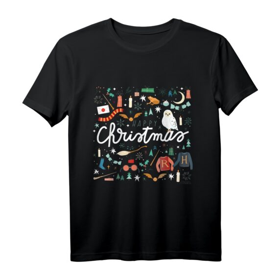 40. Geburtstag Happy Christmas Collage T-Shirt - Lizenziertes Warner Bros. Produkt für festliche Anlässe