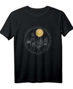 40. Geburtstag Harry Potter Hogwarts Full Moon Line Art T-Shirt  Offiziell lizenziertes Fan-Merchandise für Zauberer & Magie-Fans