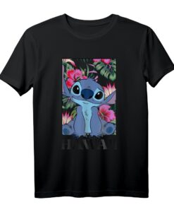40. Geburtstag Lilo & Stitch Hawaii Hibiscus Cute Floral Portrait T-Shirt  Offiziell lizenziertes Disney Shirt für Damen, Herren, Kinder & Babys