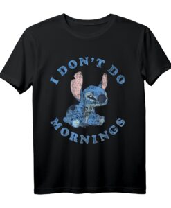 40. Geburtstag Lilo & Stitch T-Shirt - I Don't Do Mornings, Offiziell lizenziertes Disney Shirt für Geburtstagsfans