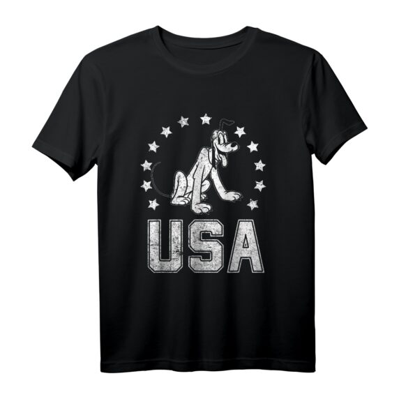 40. Geburtstag Mickey & Friends Americana Pluto USA Stars Circle T-Shirt - Offiziell lizenzierte Disney Kleidung