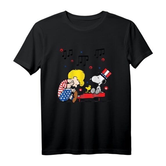 40. Geburtstag Schroeder und Snoopy Americana T-Shirt - Offizielles Peanuts Lizenzprodukt