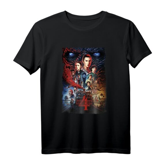 40. Geburtstag Stranger Things Full Cast Poster T-Shirt  Offiziell lizenziertes Fan-Shirt für Männer, Frauen, Jungen & Mädchen