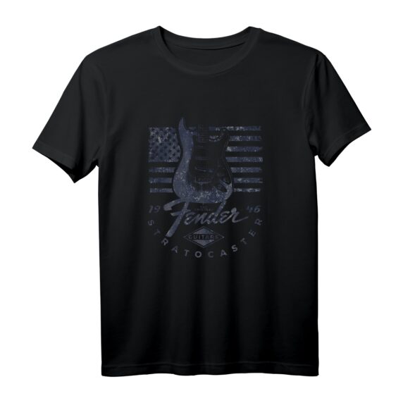 40. Geburtstag Stratocaster American Flag Backdrop T-Shirt  Vintage Gitarren & Musik-Design für Männer und Frauen