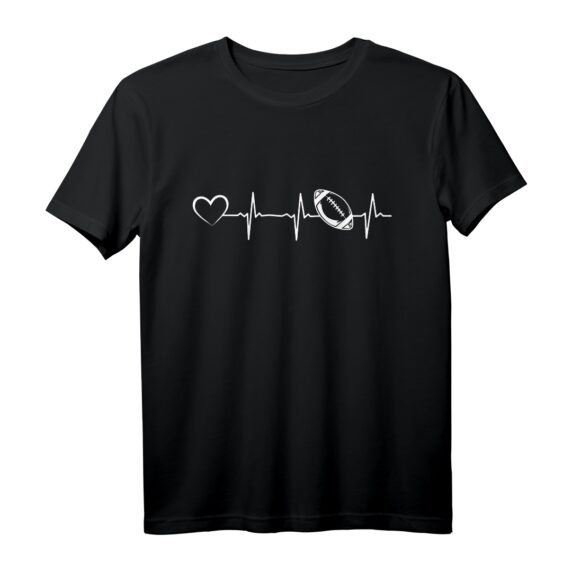American Football Herzschlag EKG Football Heartline T-Shirt  Perfekt für Fußballspieler, Trainer & Valentinstag-Geschenk für Fußballfans