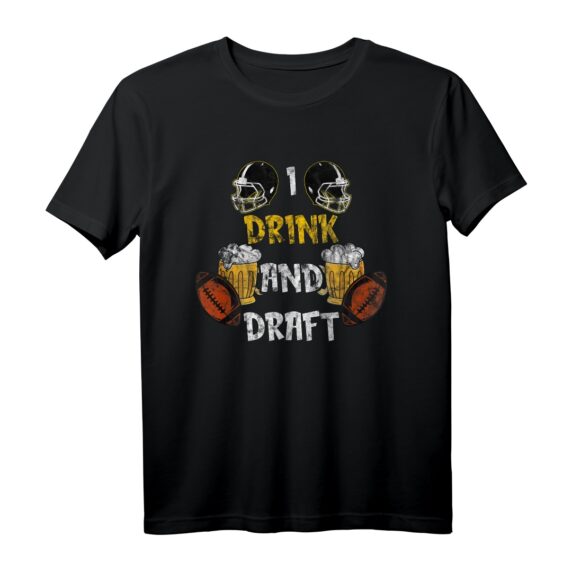 American Football T-Shirt für Fans, Spieler & Trainer  Lustiges Merchandise mit Spruch 'Ich trinke und draft' für Spieltage & Geschenkideen