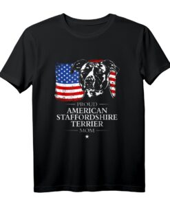 American Staffordshire Terrier Mom T-Shirt mit Amerika Fahne  Stolzes Hundeliebhaber-Design für Züchter, Spaziergänge & Hundeschule
