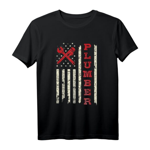 Amerikanische Flagge Sanitär-Winkel-Schraubenschlüssel T-Shirt  Lustiges Geschenk für Klempner, Väter & Opas, perfekt für Partys & Weihnachten