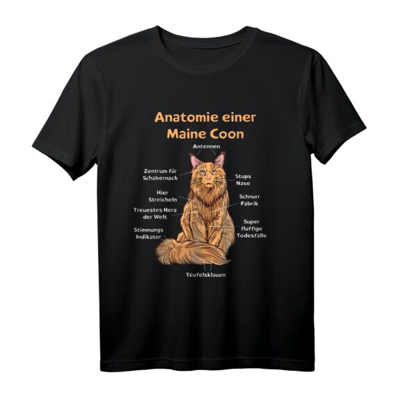 Anatomie einer Maine Coon T-Shirt  Lustiges Katzenmotiv für Katzenliebhaber, Geschenkidee zu Weihnachten & Geburtstag