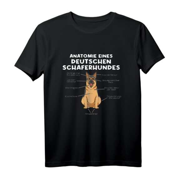 Anatomie Eines Deutschen Schäferhundes T-Shirt  Lustiges Hundebesitzer Outfit für Geburtstage, Weihnachten & Gassi Spaziergänge für Hundeliebhaber