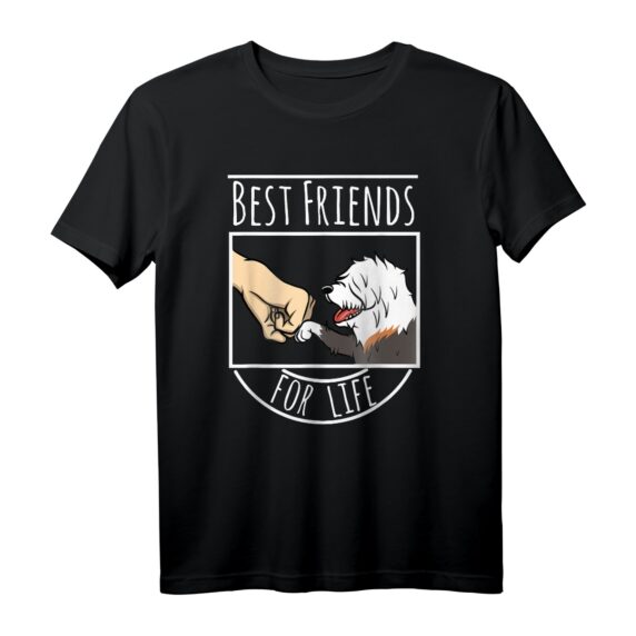 Bobtail Best Friends For Life T-Shirt - Lustiges Hundeshirt für Hundeliebhaber und Welpenfans, perfektes Geburtstagsgeschenk für Kinder und Tierfreunde