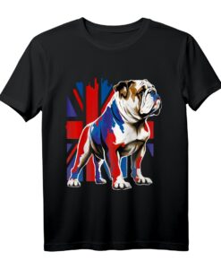 Britische Bulldogge mit Union Jack Flagge Illustration T-Shirt  Perfekt für UK-Fans und königliche Feierlichkeiten