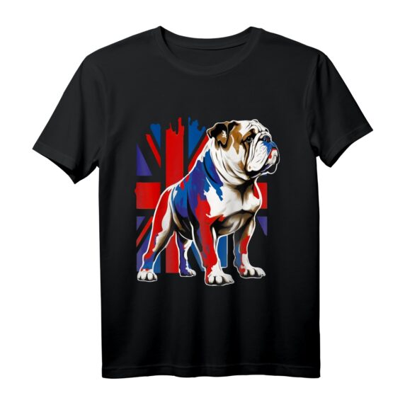 Britische Bulldogge mit Union Jack Flagge Illustration T-Shirt  Perfekt für UK-Fans und königliche Feierlichkeiten
