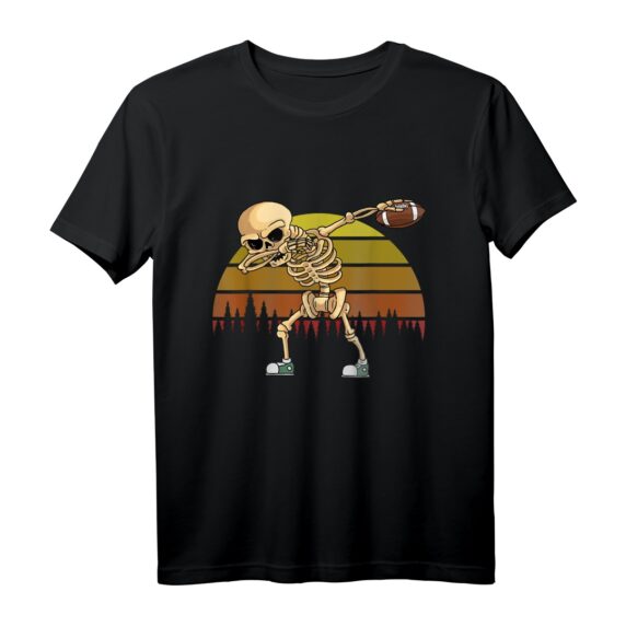 Dabbing Skelett Vintage American Football Spieler T-Shirt  Stylisches Fan-Shirt mit Vintage-Design für Football-Enthusiasten