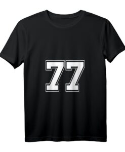 Damen Nummer 77 T-Shirt für Fußball, Baseball & Geburtstag  Personalisiertes Sporttrikot mit V-Ausschnitt für Fans und Geburtstagsfeiern
