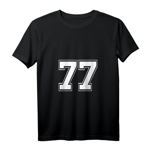 Damen Nummer 77 T-Shirt für Fußball, Baseball & Geburtstag  Personalisiertes Sporttrikot mit V-Ausschnitt für Fans und Geburtstagsfeiern