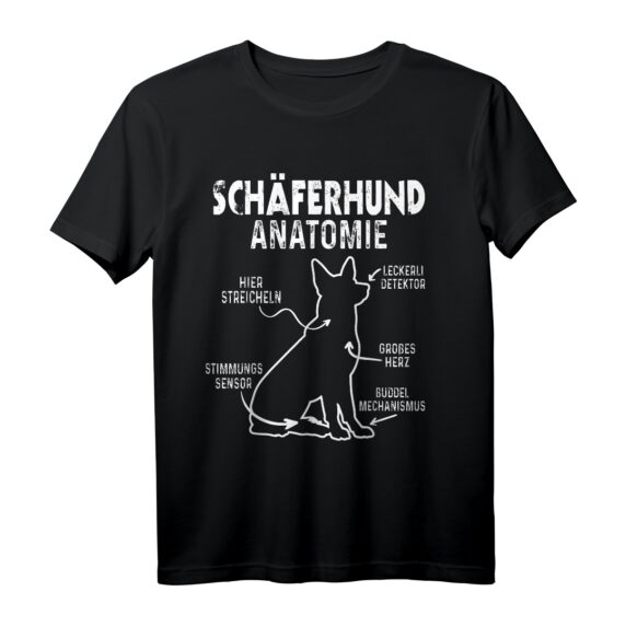 Deutscher Schäferhund Anatomie T-Shirt  Lustiges Hundemotiv für Hundebesitzer, Züchter und Hundeliebhaber, perfektes Geschenk für Schäferhundfans
