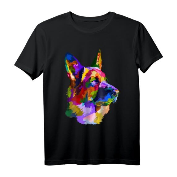 Deutscher Schäferhund Pop Art Porträt T-Shirt für Hundebesitzer & Hundeliebhaber  Perfektes Geschenk für Herrchen, Frauchen & Züchter