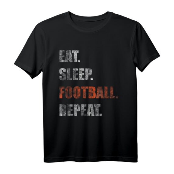 Eat Sleep Football Repeat T-Shirt  Für Footballspieler, Fans & Fantasy Football Enthusiasten