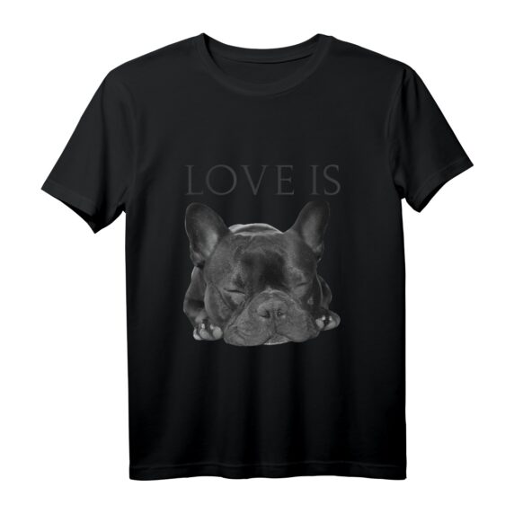 Französische Bulldogge Liebe T-Shirt  Niedliches Schwarzes Hundeshirt für Bulldoggenfans, Hundebesitzer & Valentinstag Geschenk