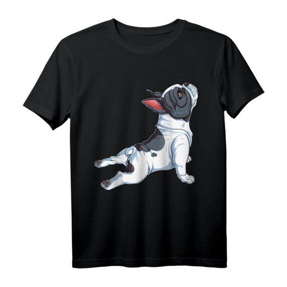 Französische Bulldogge Yoga T-Shirt für Frauen Lustig Hund Welpe - Perfektes Geschenk für Hunde- und Yoga-Fans
