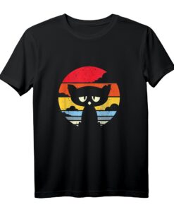Funky Vintage Retro Katzen Silhouette T-Shirt  Coole Geschenkidee für Katzenliebhaber und Tierfreunde