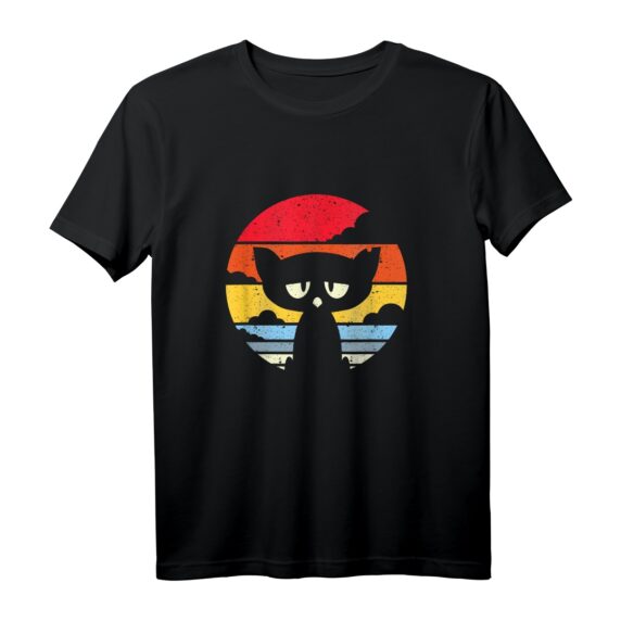 Funky Vintage Retro Katzen Silhouette T-Shirt  Coole Geschenkidee für Katzenliebhaber und Tierfreunde