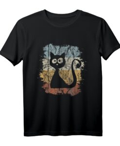Funky Vintage Retro Katzen Silhouette T-Shirt  Stylisches Design für Katzenliebhaber & Retro-Fans