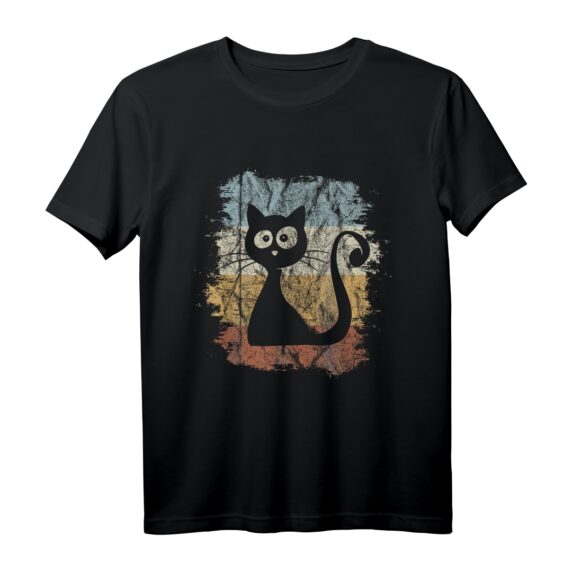 Funky Vintage Retro Katzen Silhouette T-Shirt  Stylisches Design für Katzenliebhaber & Retro-Fans