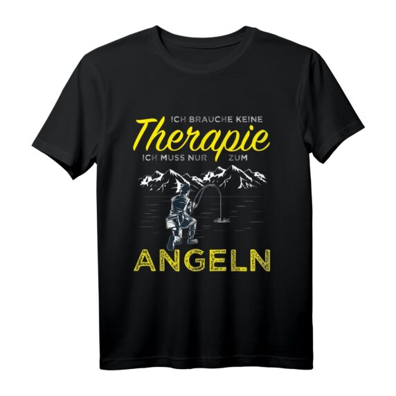 Herren Angel Therapie T-Shirt mit lustigem Spruch  Perfektes Geschenk für Ehemann, Papa und Opa zum Angeln, Urlaub und Naturerlebnis