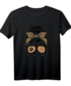 Labrador Mom Dog Mom Messy Hair Dutt Leopardenmuster T-Shirt  Perfekt für Hundemamas, Tierliebhaberinnen & Geschenkideen