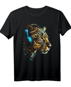 Leopard Musik - Tierliebhaber Kunst Kopfhörer Tier Leopard T-Shirt für Tierfans & Freunde