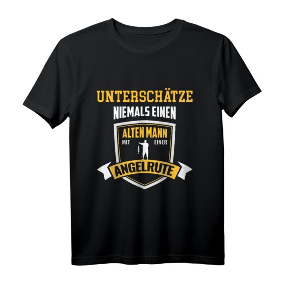 Lustiges Angel T-Shirt für Opa & Vater  Unterschätze niemals einen alten Mann mit Angelrute  Perfekt für Fischer, Angler & Fischliebhaber zu Weihnachten & Geburtstag