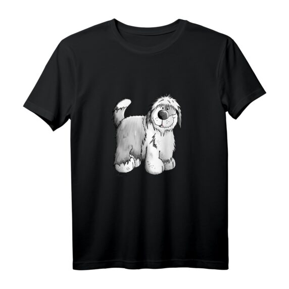 Lustiges Bobtail Hund T-Shirt im Comic Style  Witziges Geschenk für Hundeliebhaber, Herrchen, Frauchen, Kinder & Erwachsene