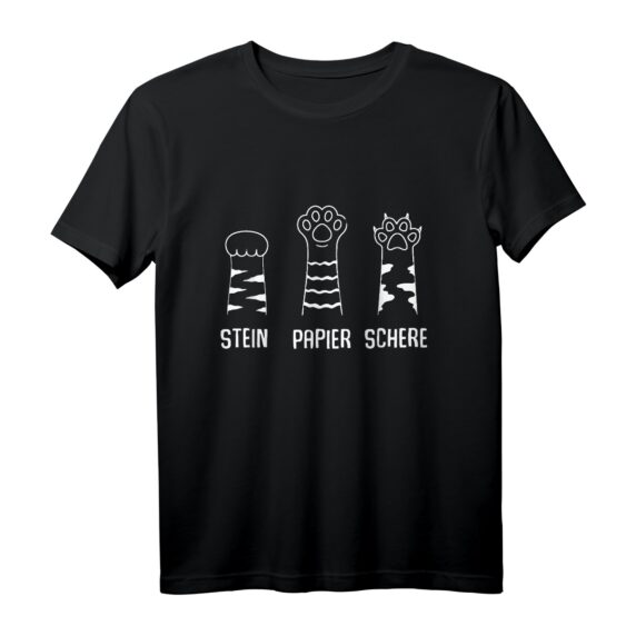 Lustiges Katzen T-Shirt mit Stein Papier Schere Motiv - Perfektes Geschenk für Katzenliebhaber, Humor und Witz für Männer und Frauen