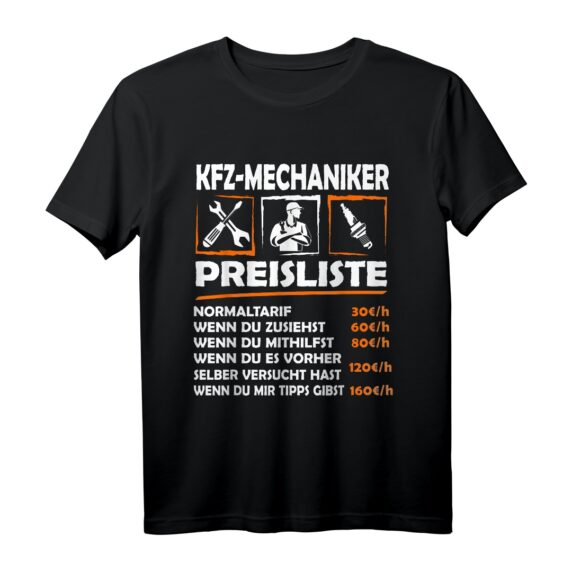 Lustiges KFZ Mechaniker Schrauber Tuner Stundenlohn Arbeits T-Shirt  Perfektes Geschenk für Automechaniker & Werkstattprofis