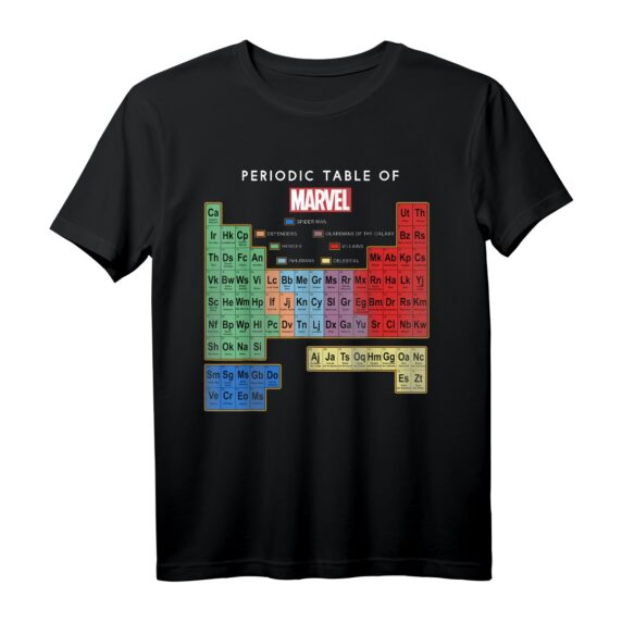 Marvel Ultimate Periodic Table Of Elements Halbarm T-Shirt  Offiziell lizenziertes Marvel Avengers Superhelden-Shirt für Fans und Sammler