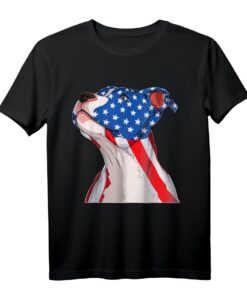 Pitbull Hund T-Shirt mit Amerikanischer Flagge - Patriotisches USA Hunde Design für Damen, Herren, Jungen und Mädchen