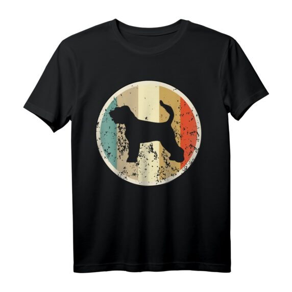 Retro Vintage Grunge Style Russischer Schwarzer Terrier Hund T-Shirt  Klassisch geschnitten, doppelt genähter Saum