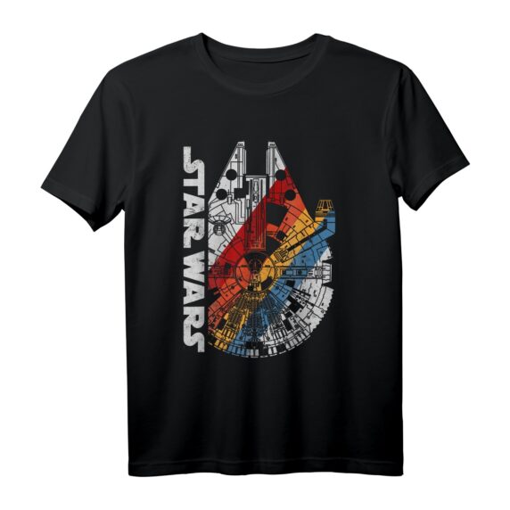 Star Wars Millennium Falcon Wears Retro Stripes T-Shirt - Official Licensed Sci-Fi Fan Shirt
