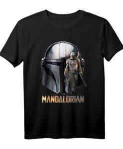 Star Wars The Mandalorian Helm Portrait Mashup T-Shirt - Offiziell lizenzierte Star Wars Fanbekleidung