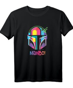 Star Wars The Mandalorian Mando Helmet Neon T-Shirt  Offizielles Merchandise für Fans, Kinder und Erwachsene