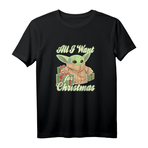 Star Wars The Mandalorian The Child All I Want For Christmas T-Shirt  Offizielles Lizenzprodukt, Perfekt als Weihnachtsgeschenk für Fans
