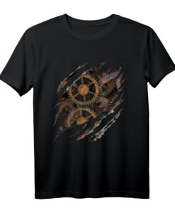 Steampunk-T-Shirt mit Uhrwerk, mechanischen Zahnrädern  Originelles Geschenk für Steampunk-Fans und Uhrenliebhaber