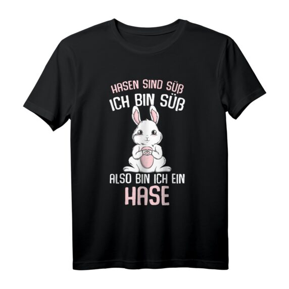 Süßes Hasen T-Shirt für Kinder, Damen & Mädchen  Lustiges Tierdesign als Geschenk zum Geburtstag, Weihnachten & Ostern für Hasenliebhaber