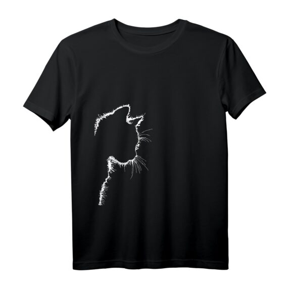 Süßes Katzen-Motiv und coole Katzen-Silhouette Zeichnung T-Shirt für Katzenfans, Tierfreunde & Geschenke zu Weihnachten, Ostern, Muttertag & Geburtstagen
