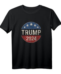Trump 2024 Retro Kampagne Button T-Shirt - Re Elect President Trump, Patriotisches USA Wahlkampf-Design
