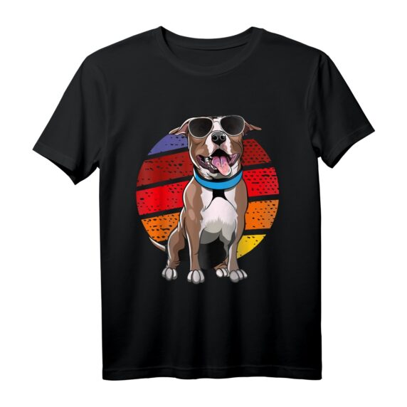 Vintage American Staffordshire Terrier Designer T-Shirt - Lustiges Hundemotiv für Tierliebhaber, Geburtstags- und Weihnachtsgeschenk